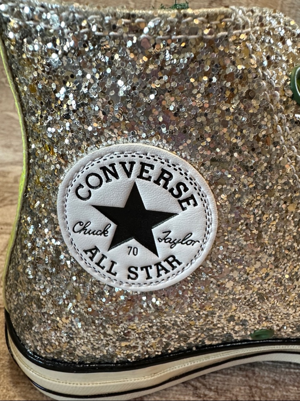 Converse Glitter High-Top Sneakers in Silver and Gold - Picture 2 of 7